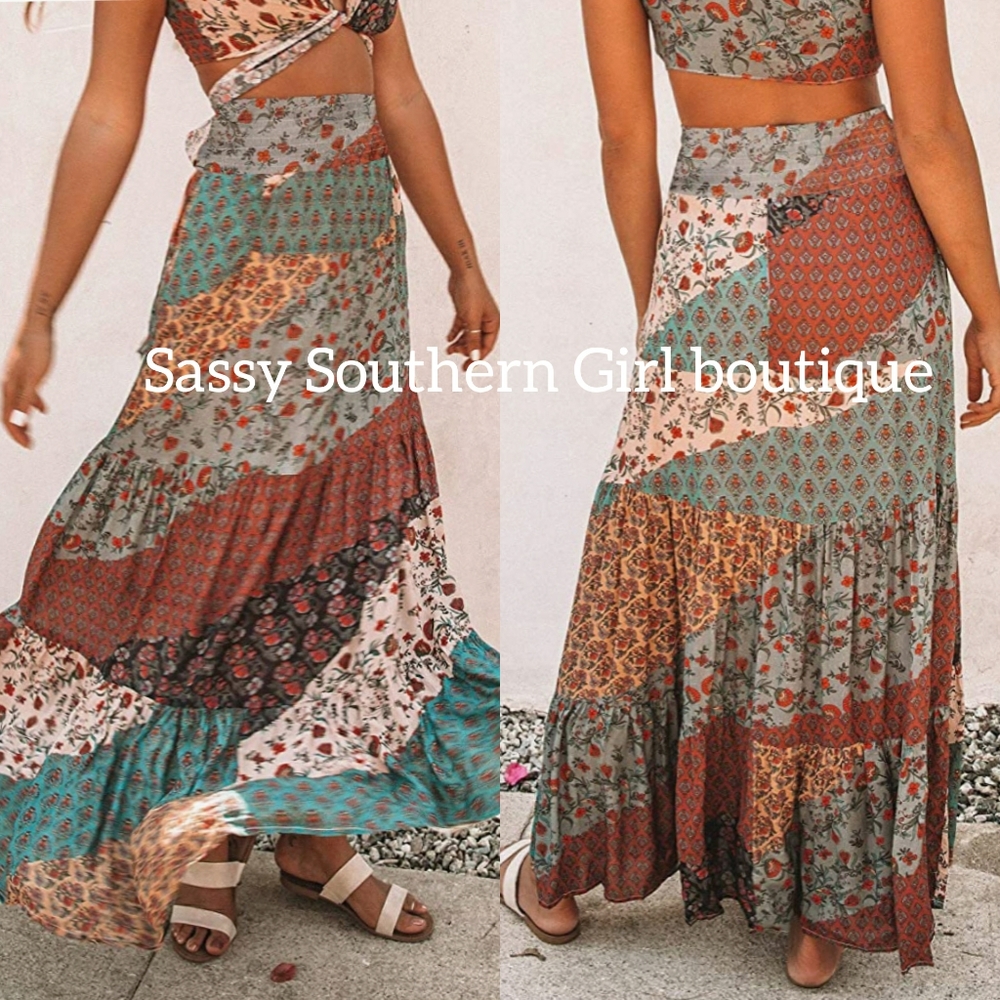⭐🆕Boho floral maxi skirt